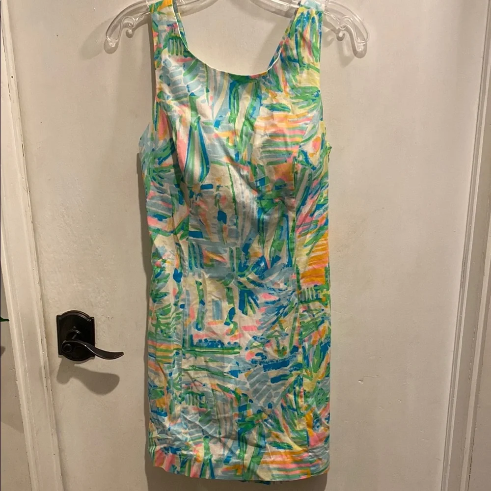 Lilly Pulitzer Blue and Yellow knot back Sheath Dress - Picture 1 of 2